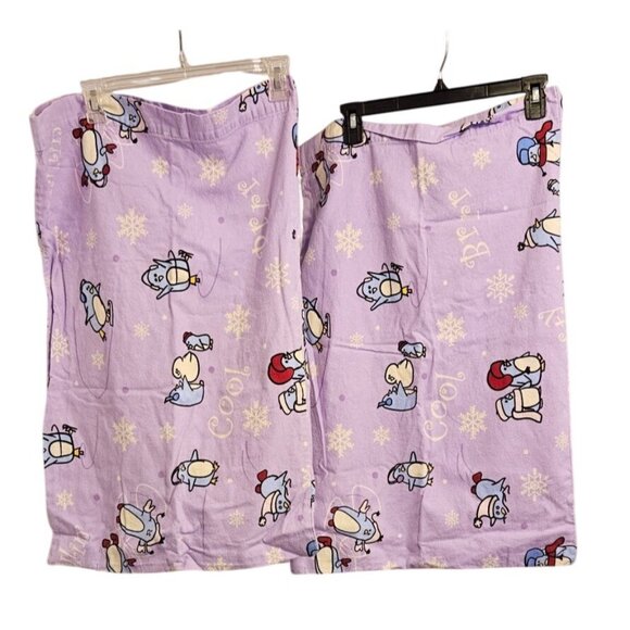 Vintage Pillowcases Flannel Do Your Room Purple Penguin Print 100% Cotton - Picture 9 of 11